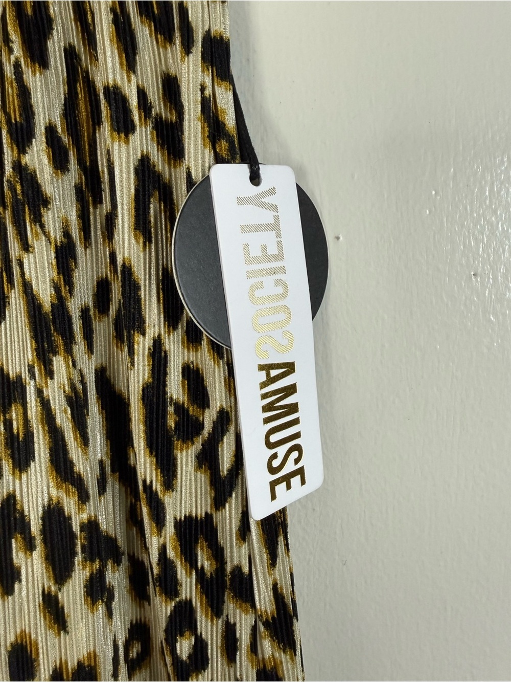 Amuse Society NWT black and cream leopard print micro pleated midi/maxi skirt M - Picture 3 of 6
